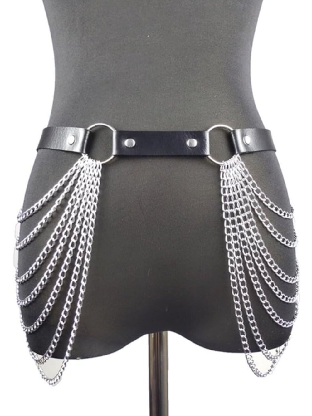PU Leather Bondage Body Chain Harness Garter Belt
